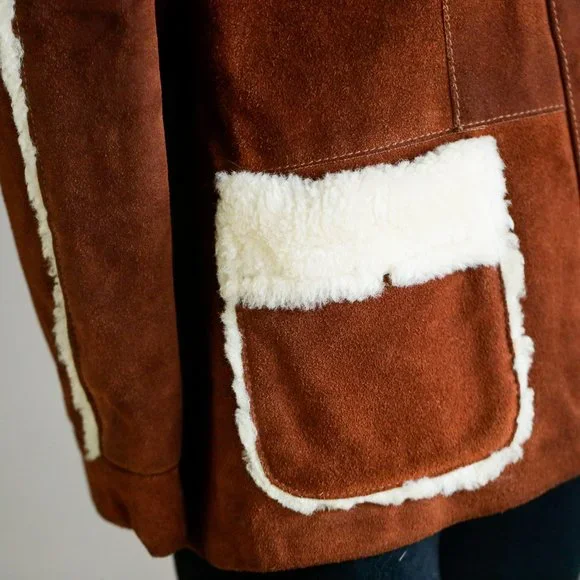 Vintage 70s Joo Kay Brown Suede and Sheepskin Coat - Picture 11 of 14